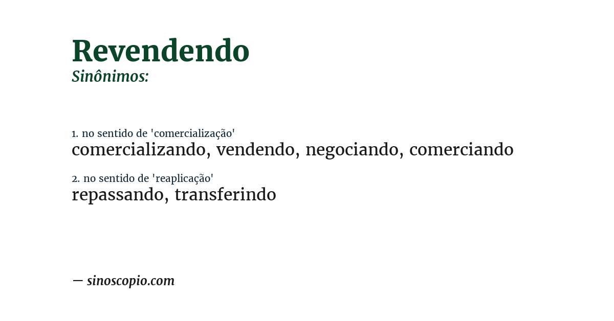 Sinônimo de revendendo