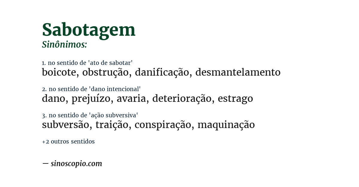 Sinônimo de sabotagem