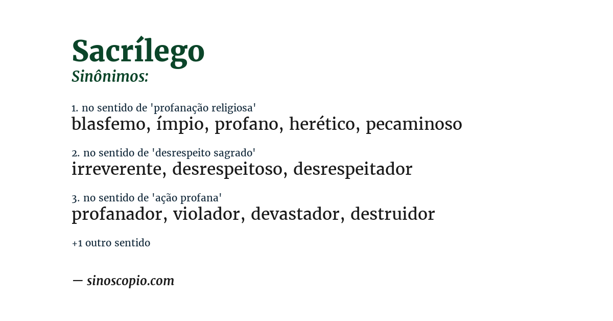 Sinônimo de sacrílego