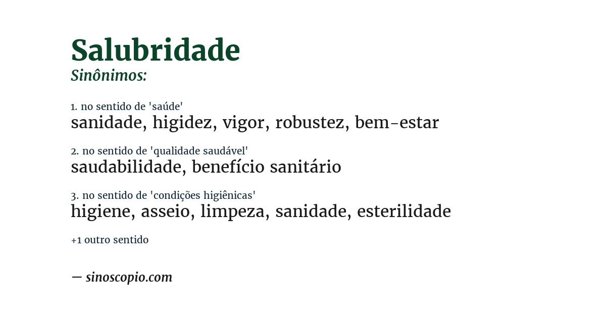 Sinônimo de salubridade