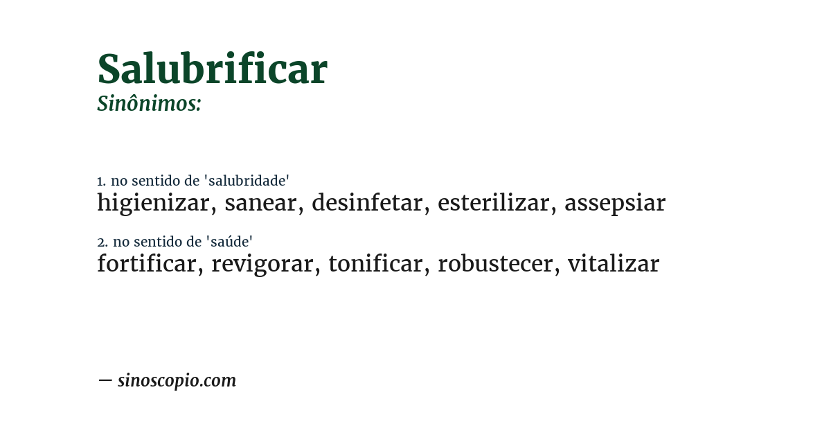 Sinônimo de salubrificar