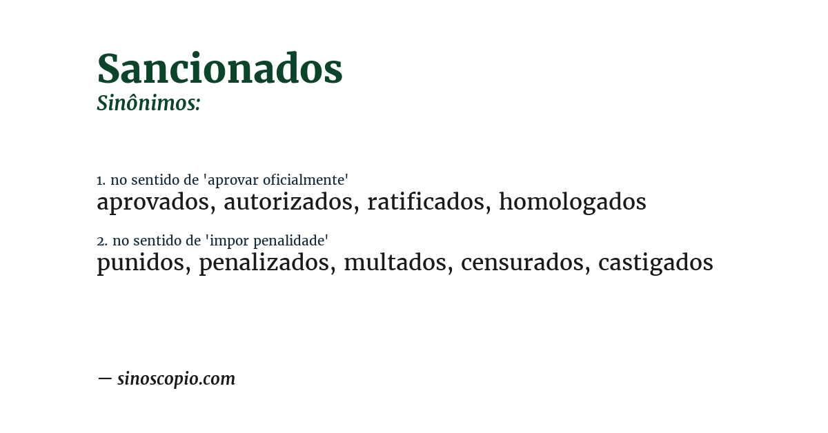 Sinônimo de sancionados