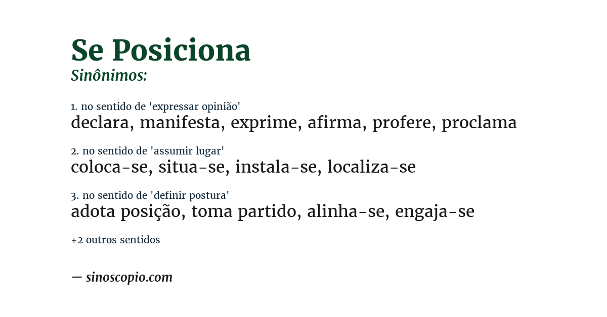 Sinônimo de se posiciona