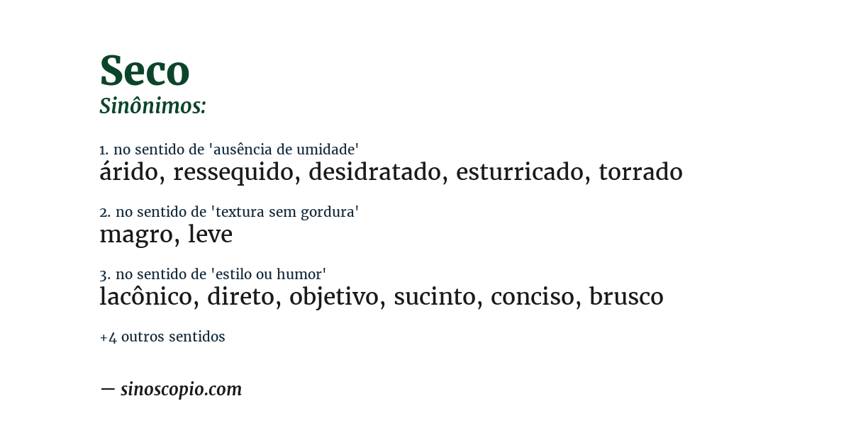Sinônimo de seco