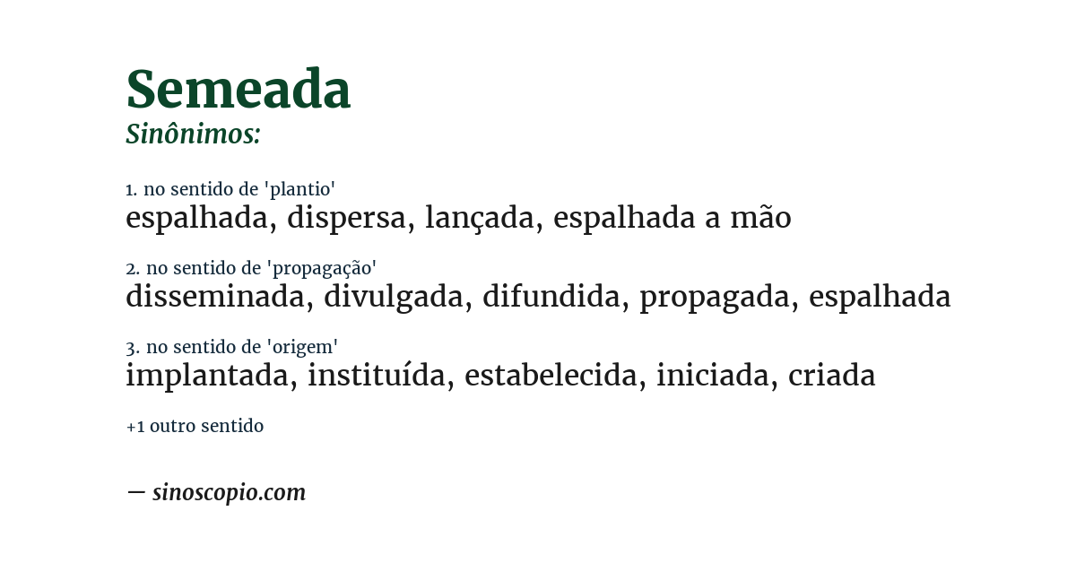 Sinônimo de semeada