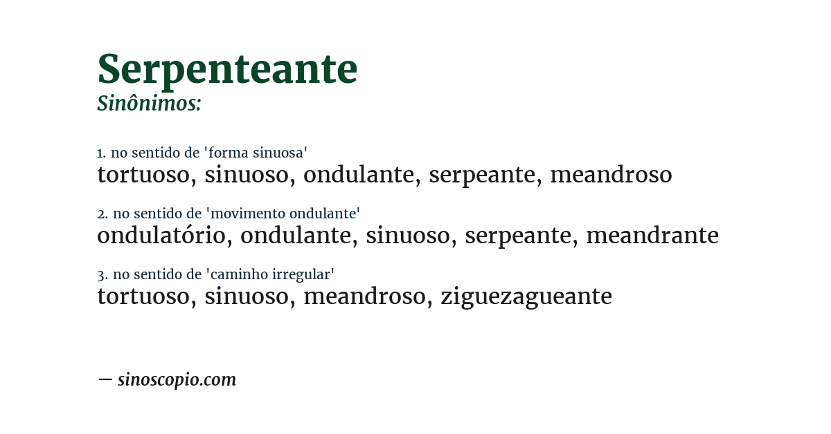 Sinônimo de serpenteante