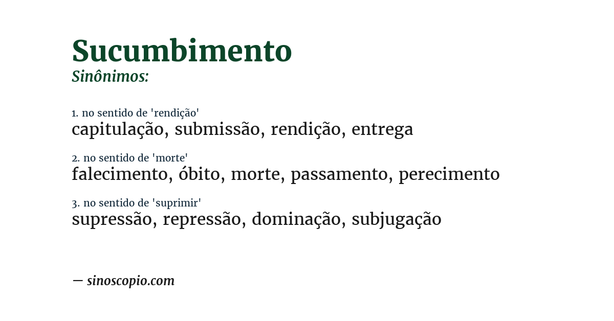 Sinônimo de sucumbimento