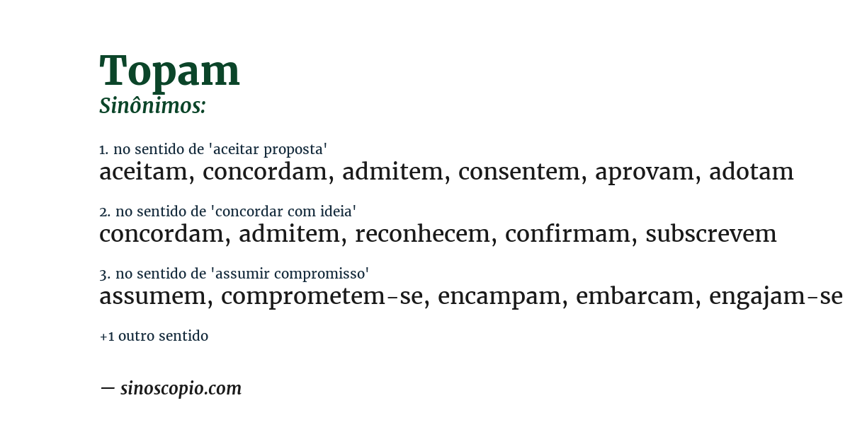 Sinônimo de topam