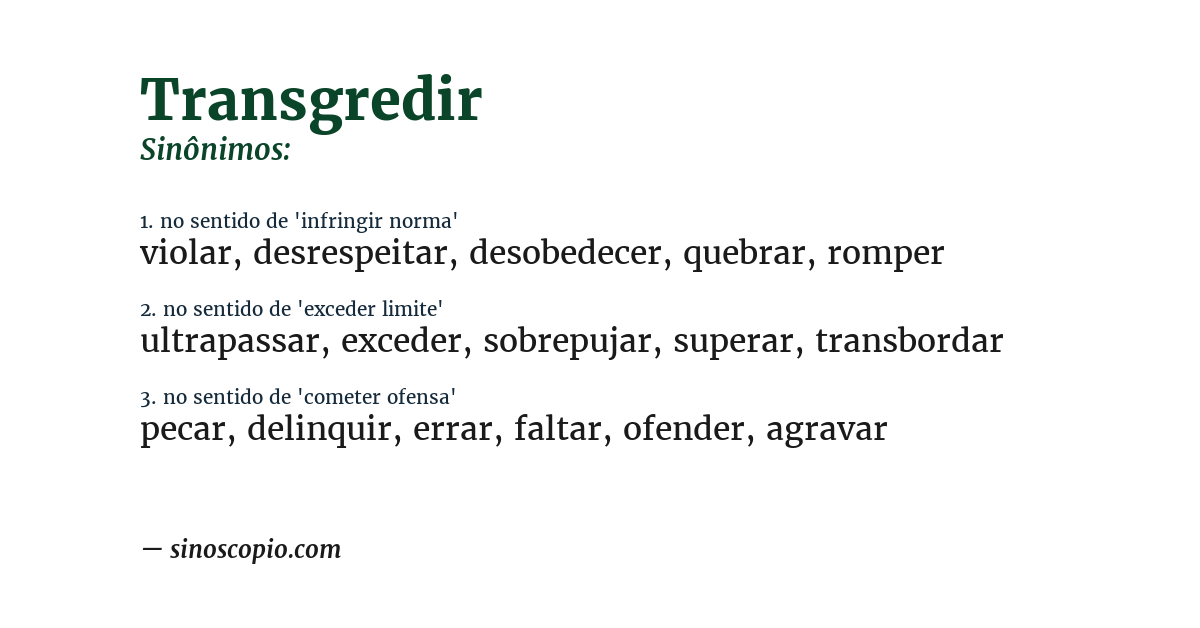 Sinônimo de transgredir