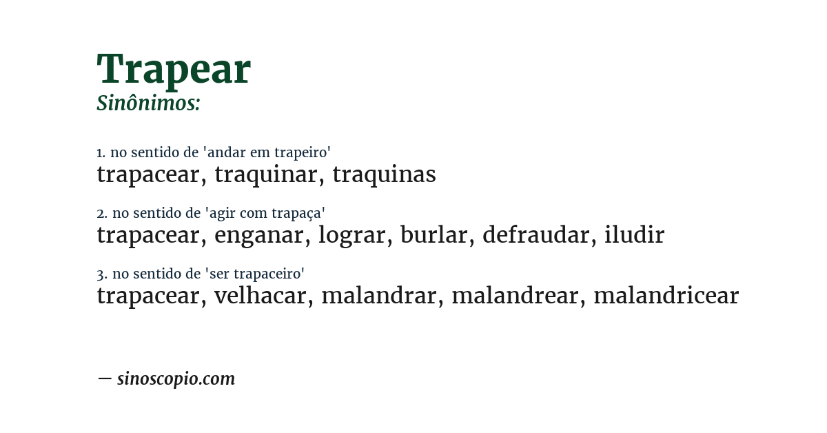Sinônimo de trapear