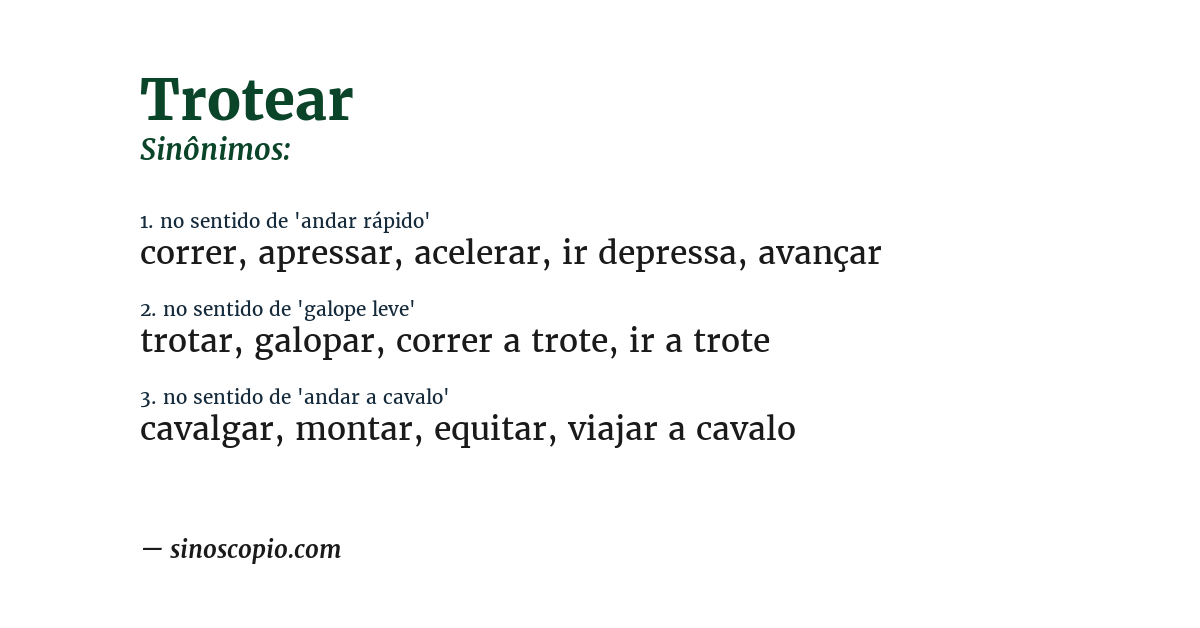 Sinônimo de trotear
