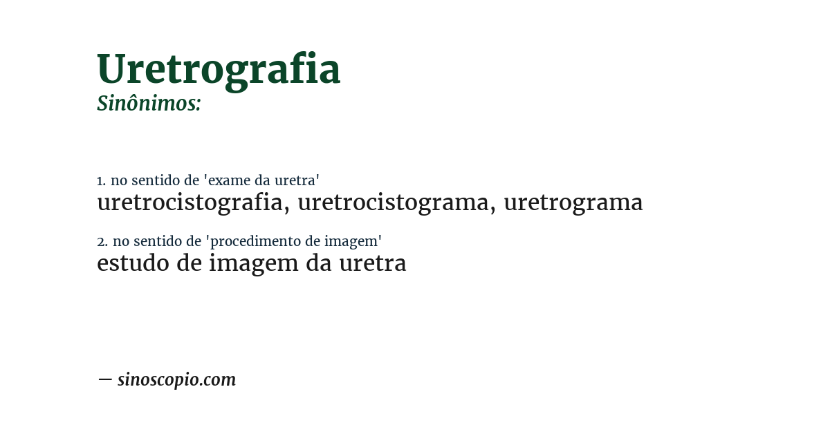 Sinônimo de uretrografia