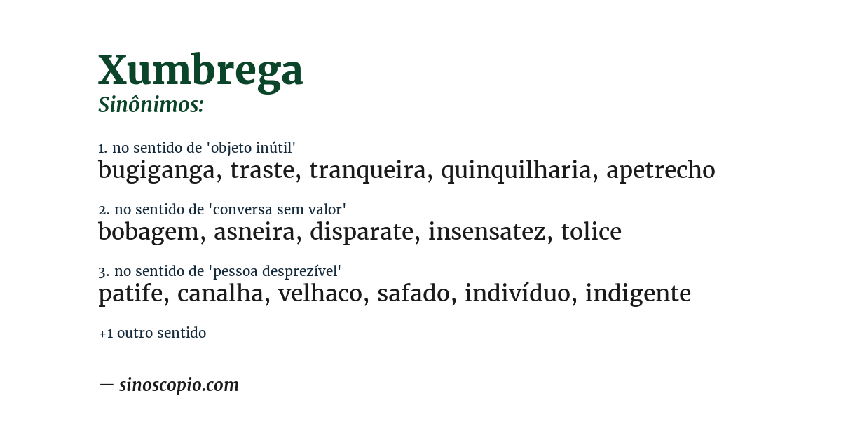 Sinônimo de xumbrega