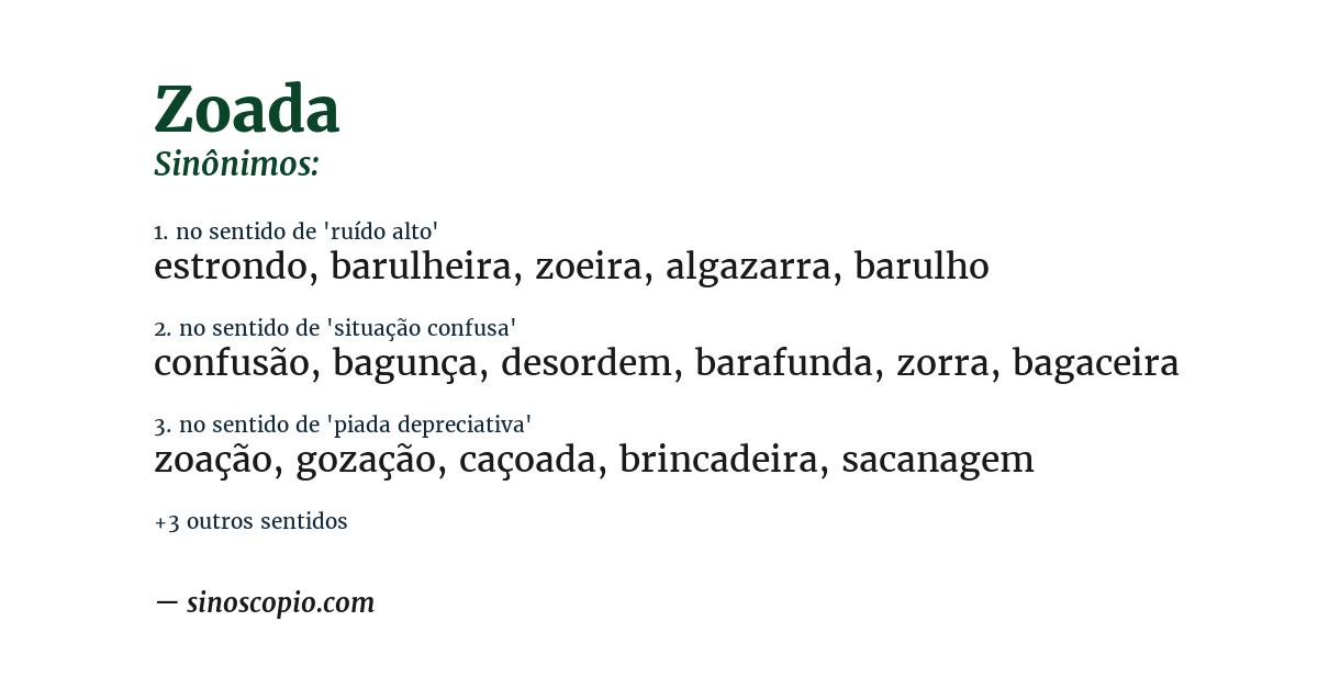 Sinônimo de zoada