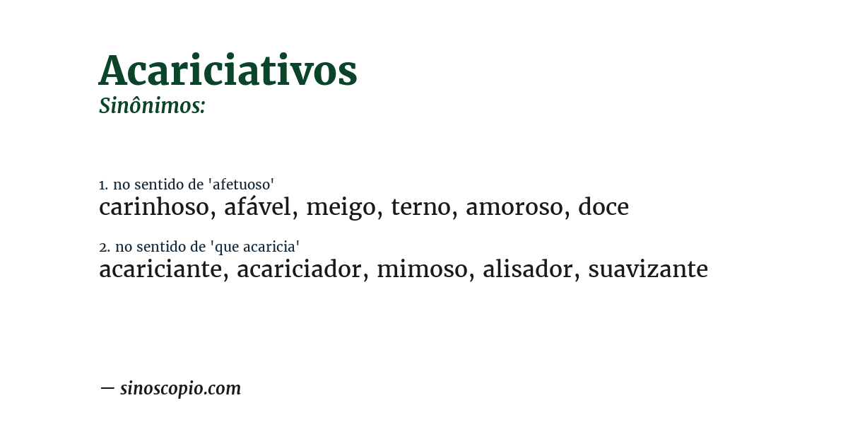 Sinônimo de acariciativos