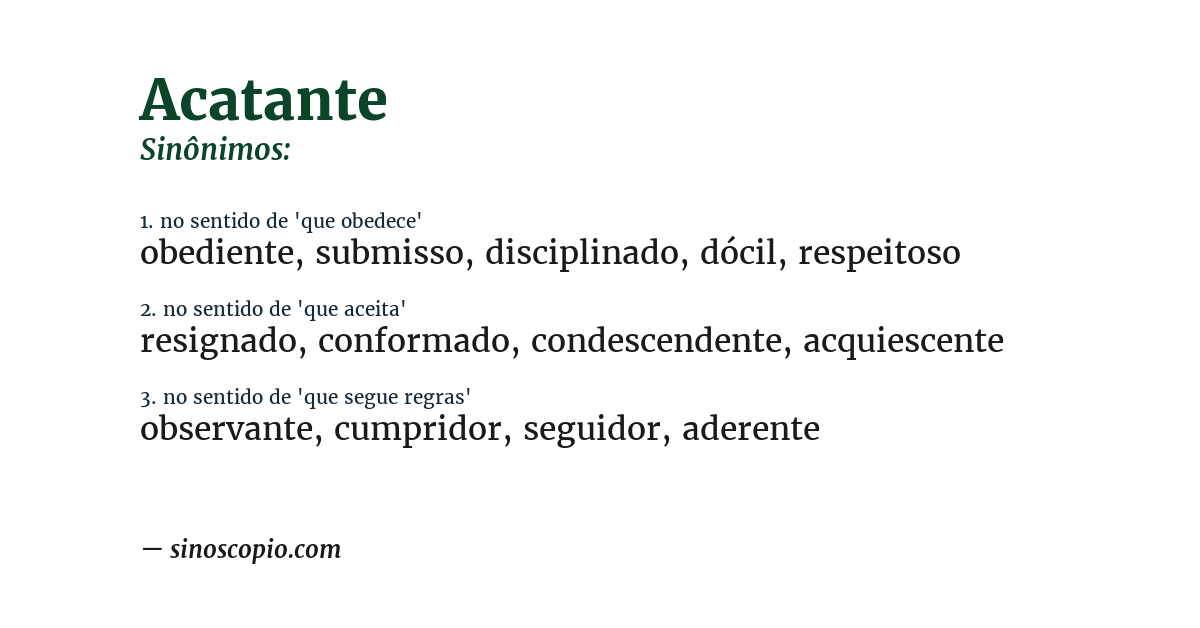 Sinônimo de acatante