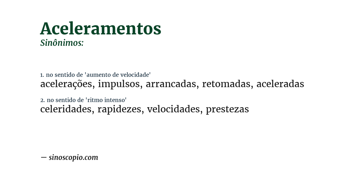 Sinônimo de aceleramentos