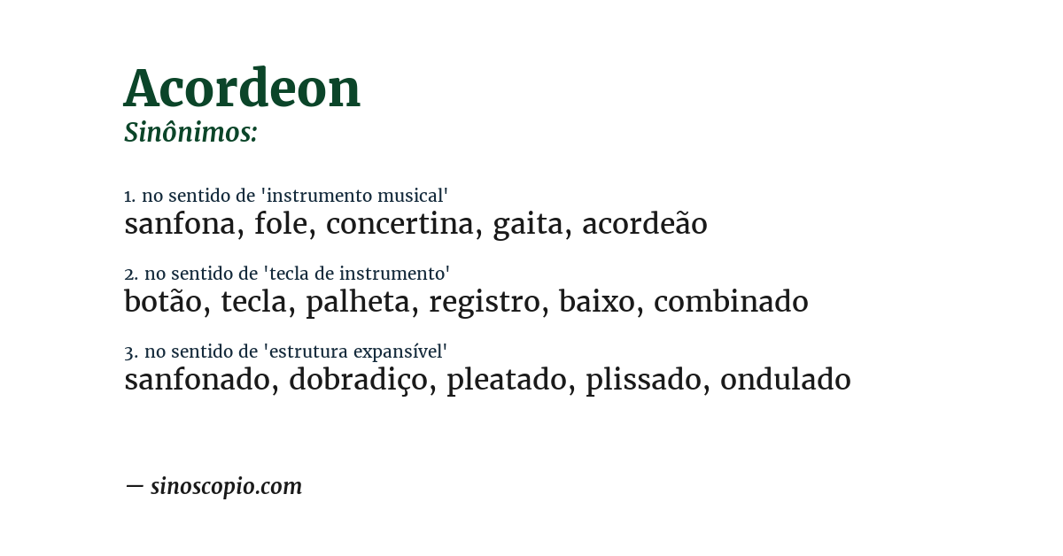 Sinônimo de acordeon
