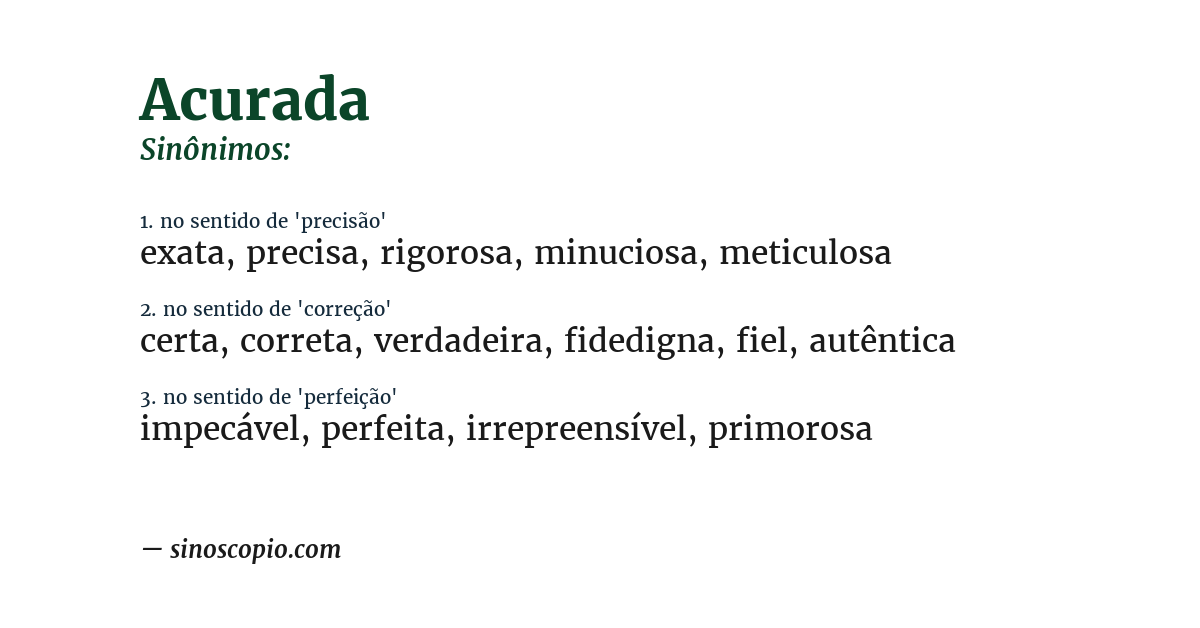 Sinônimo de acurada