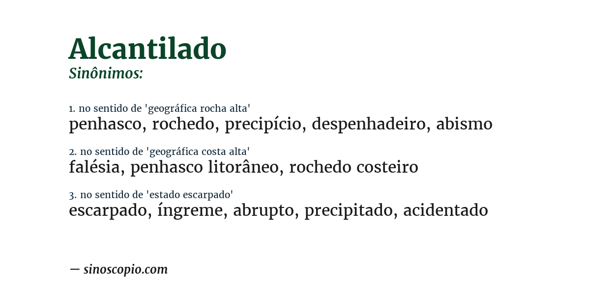 Sinônimo de alcantilado