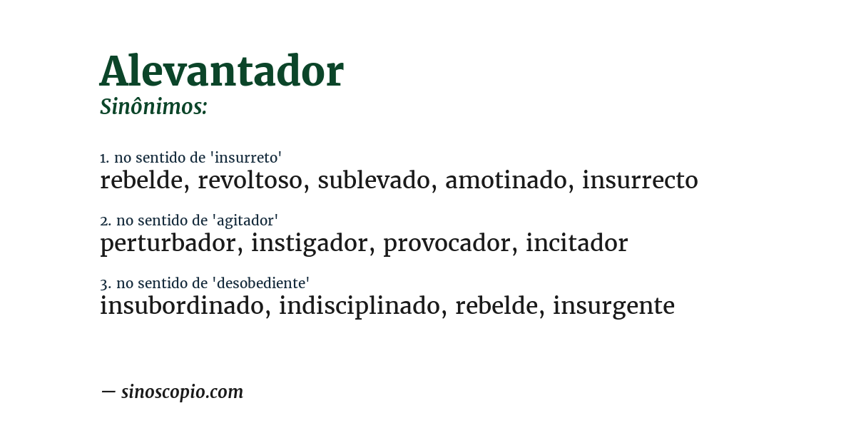 Sinônimo de alevantador