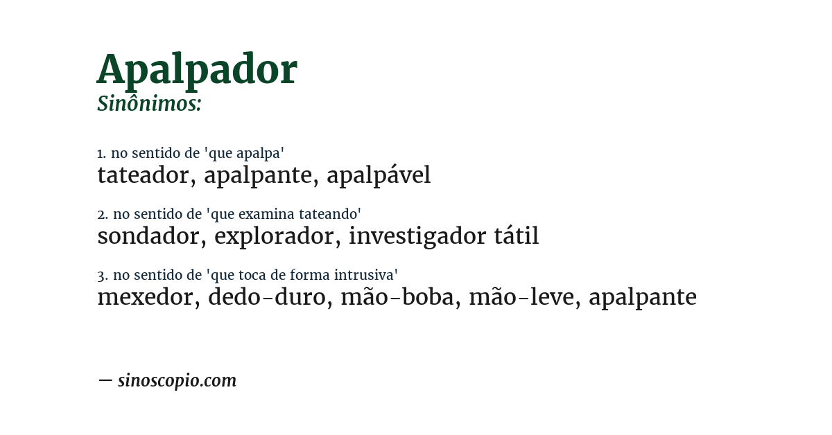 Sinônimo de apalpador