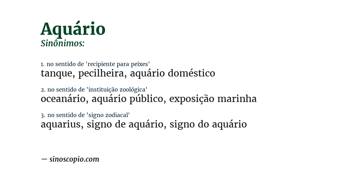 Sinônimo de aquário