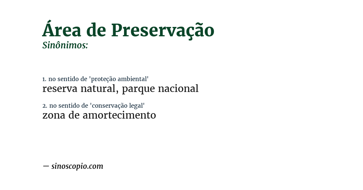 Sinônimo de área de preservação