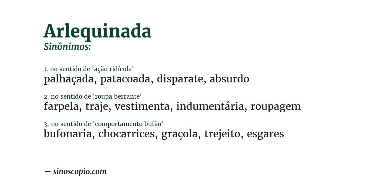 Sinônimo de arlequinada