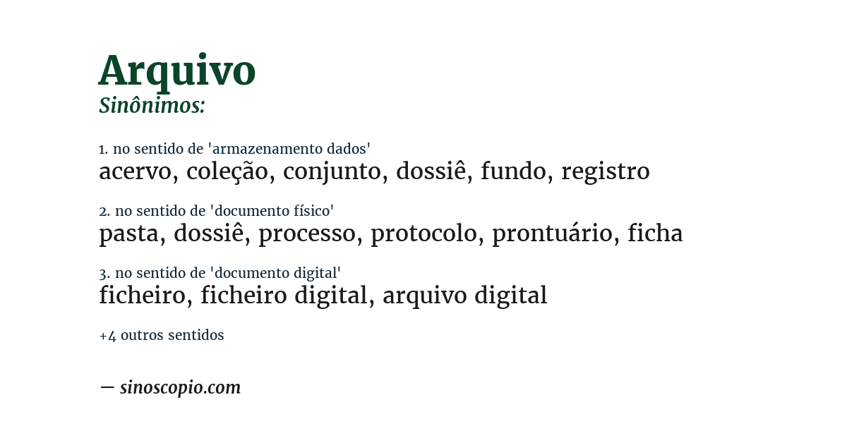 Sinônimo de arquivo