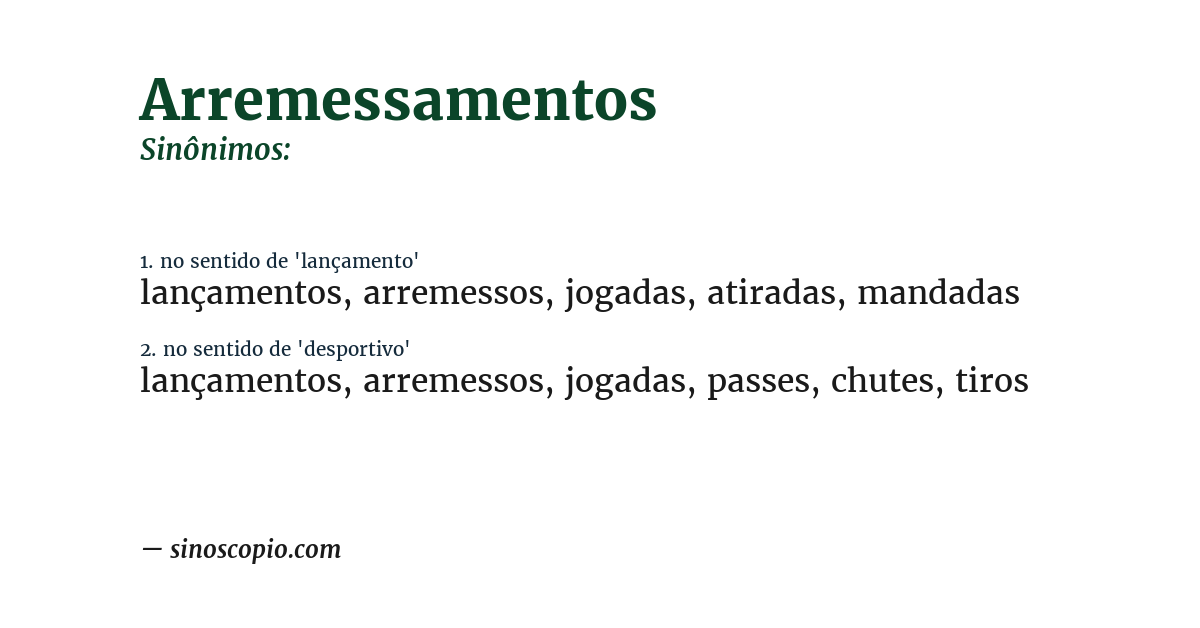 Sinônimo de arremessamentos