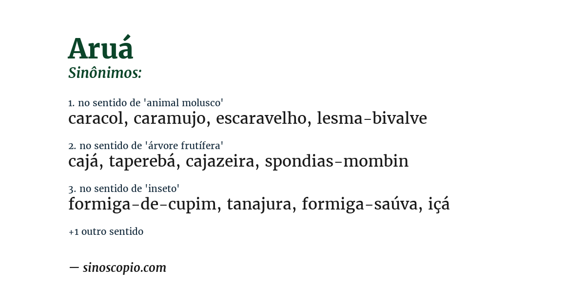 Sinônimo de aruá