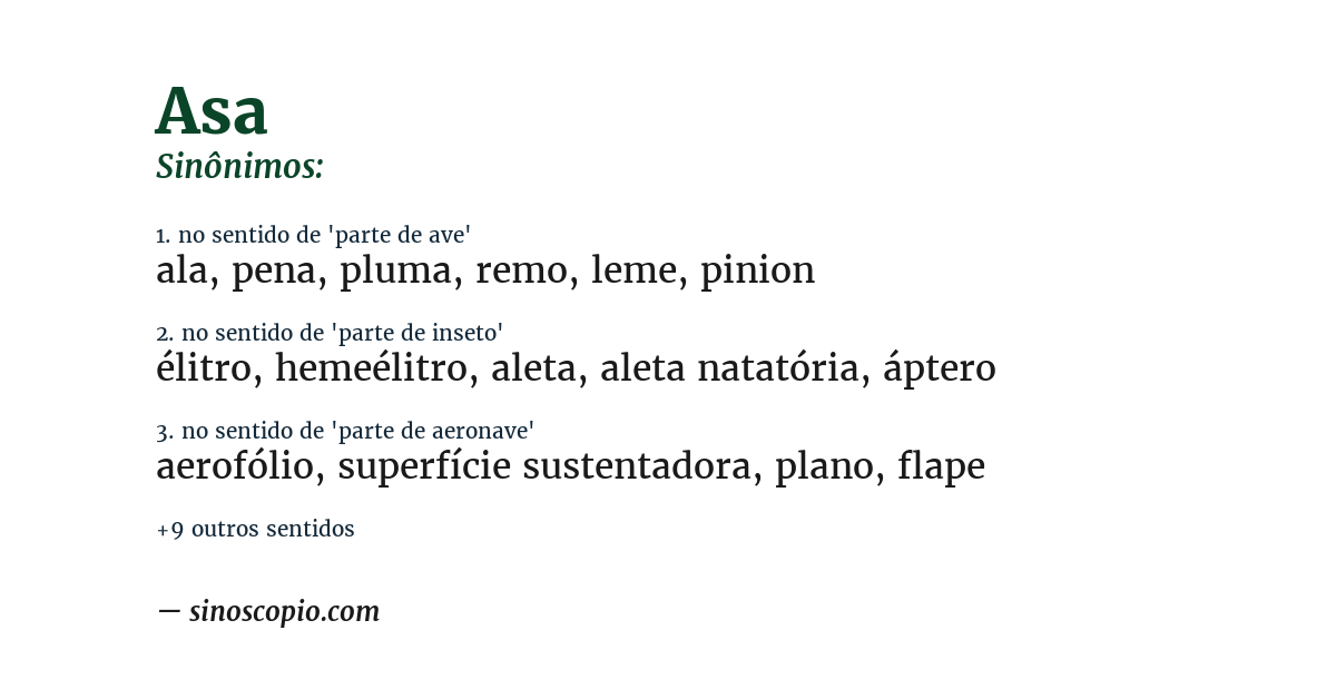 Sinônimo de asa
