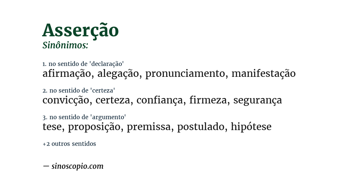 Sinônimo de asserção