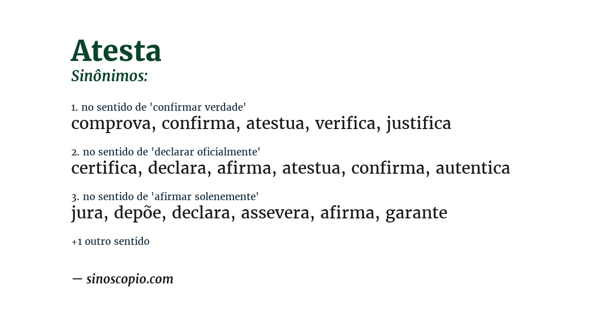 Sinônimo de atesta