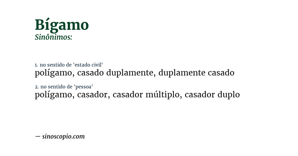 Sinônimo de bígamo