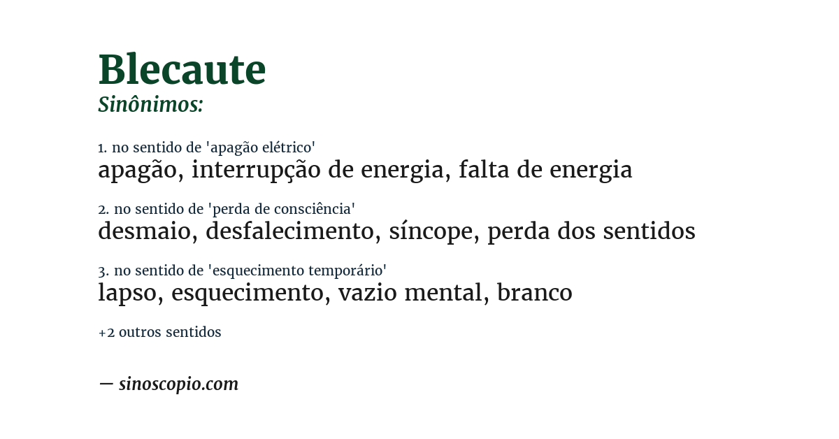 Sinônimo de blecaute
