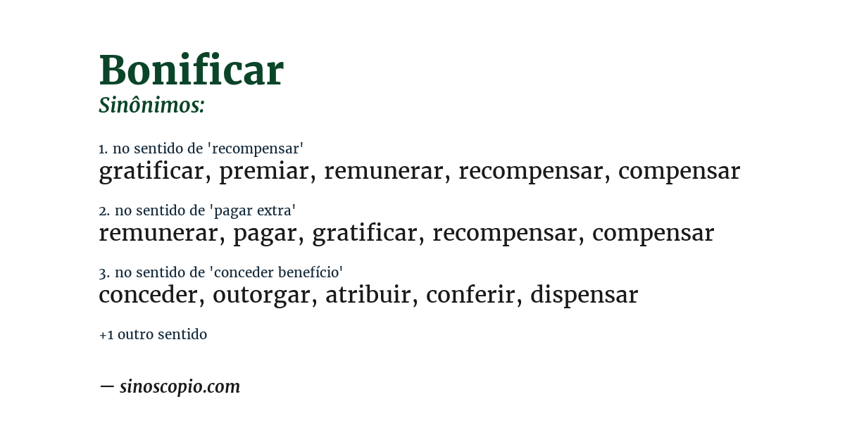 Sinônimo de bonificar
