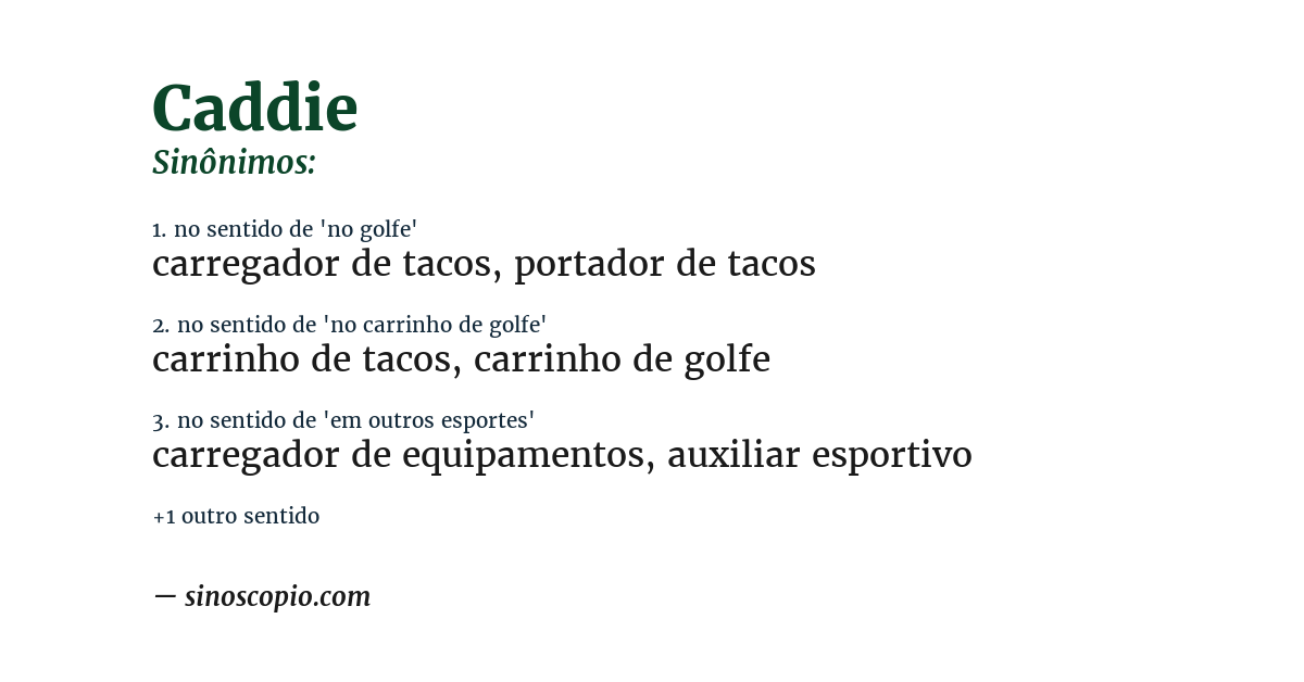 Sinônimo de caddie