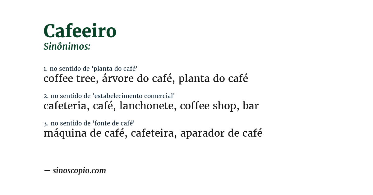 Sinônimo de cafeeiro