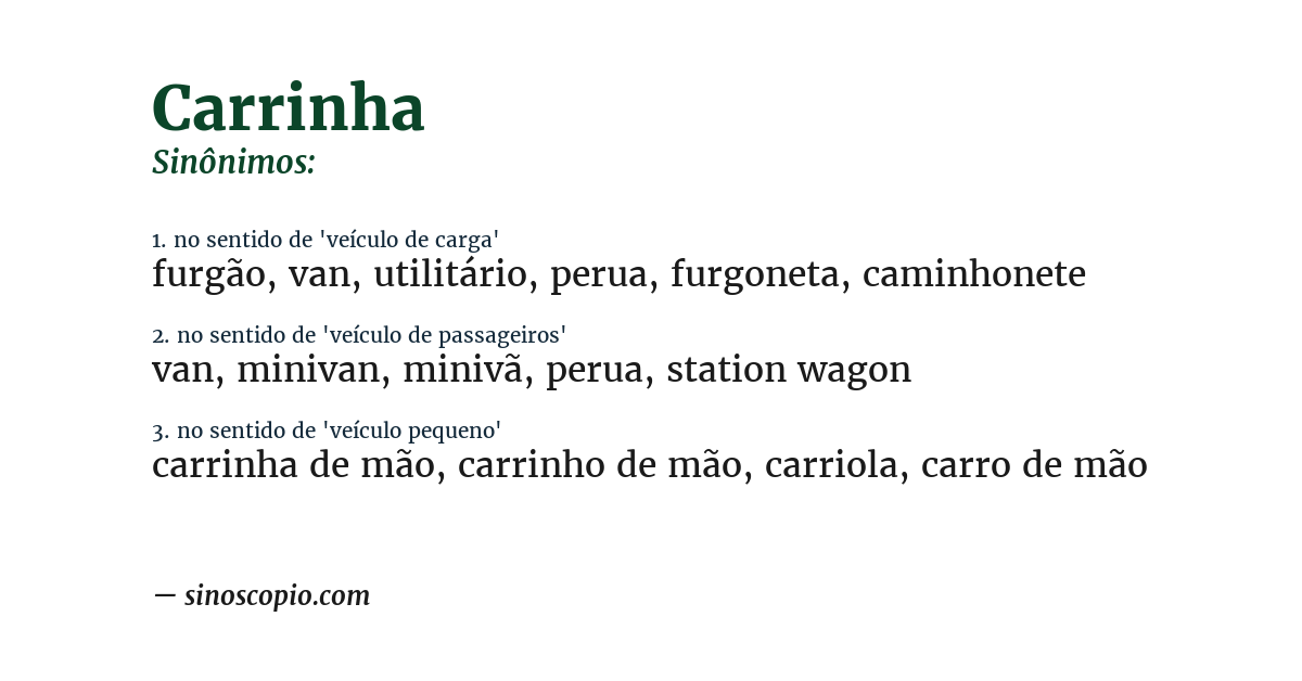 Sinônimo de carrinha