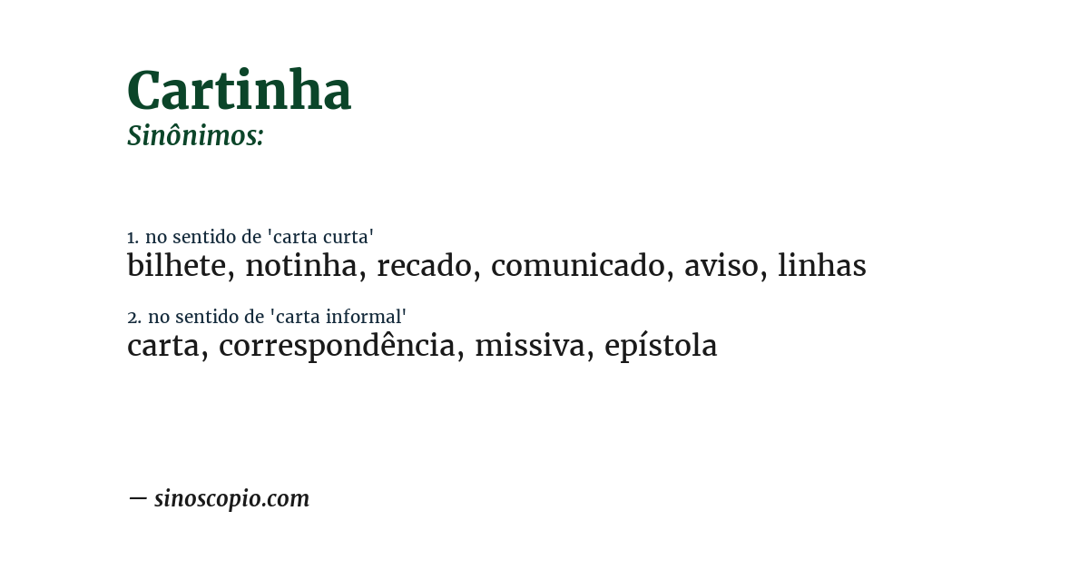 Sinônimo de cartinha
