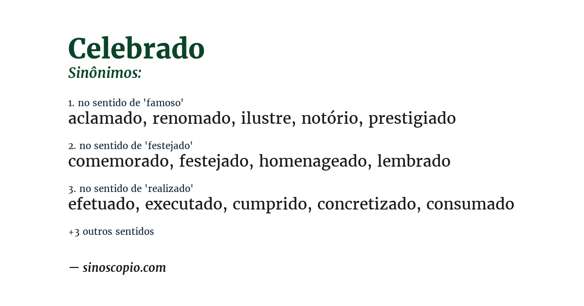 Sinônimo de celebrado