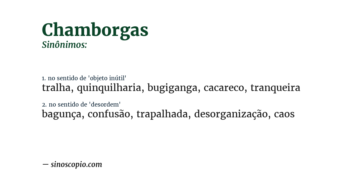 Sinônimo de chamborgas