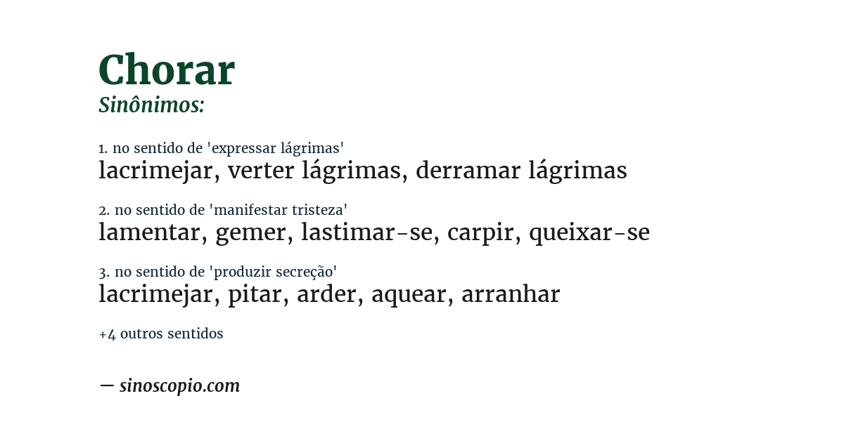 Sinônimo de chorar