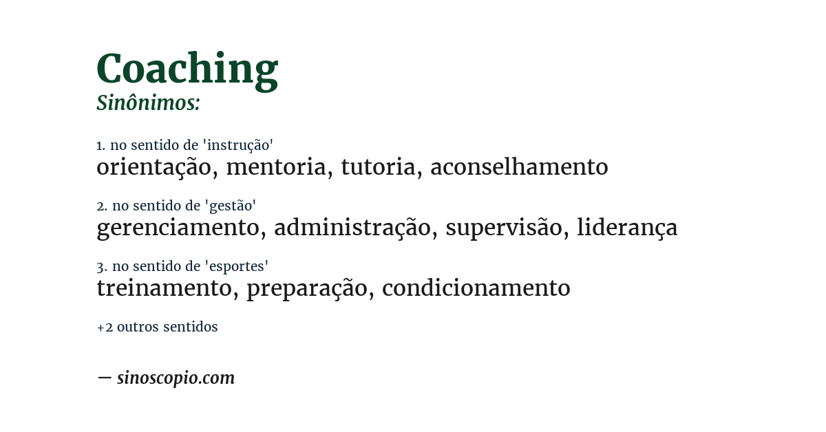 Sinônimo de coaching