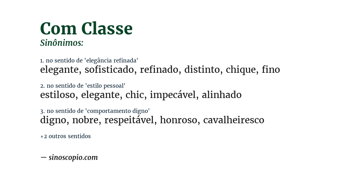 Sinônimo de com classe