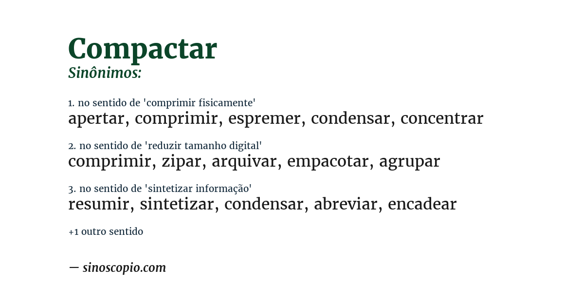 Sinônimo de compactar