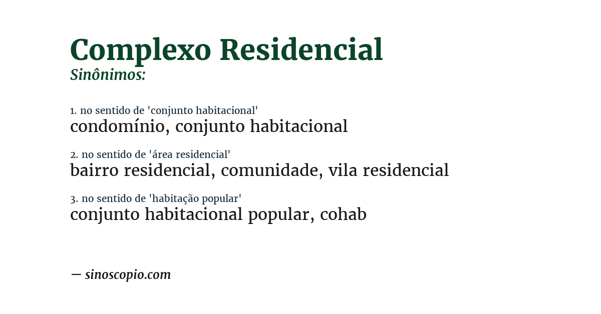 Sinônimo de complexo residencial