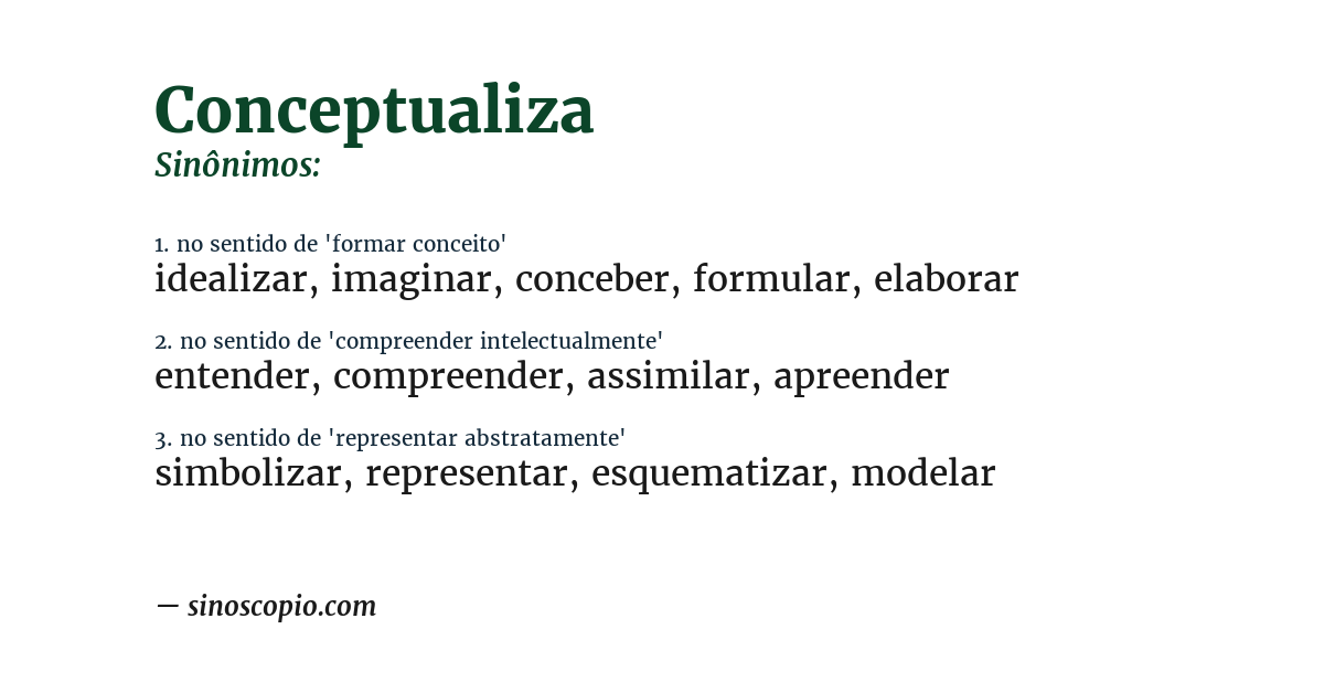 Sinônimo de conceptualiza